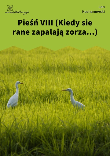 Jan Kochanowski, Fragmenta albo pozostałe pisma, Pieśń VIII (Kiedy sie rane zapalają zorza...)