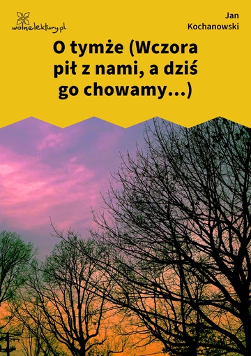 O tymże (Wczora pił z nami, a dziś go chowamy...)