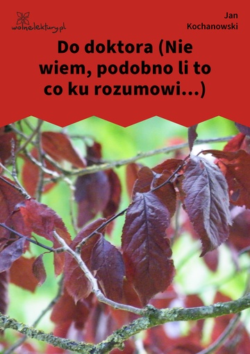 Jan Kochanowski, Fraszki, Księgi wtóre, Do doktora (Nie wiem, podobno li to co ku rozumowi...)