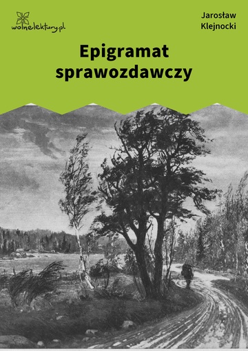 Jarosław Klejnocki, Elegia na śmierć szczegółów (tom), I. Ciemna zasłona, mętne zwierciadło, Epigramat sprawozdawczy