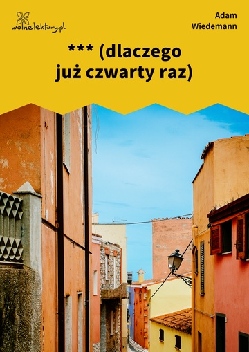 Adam Wiedemann, Samczyk, Część I, *** (dlaczego już czwarty raz)